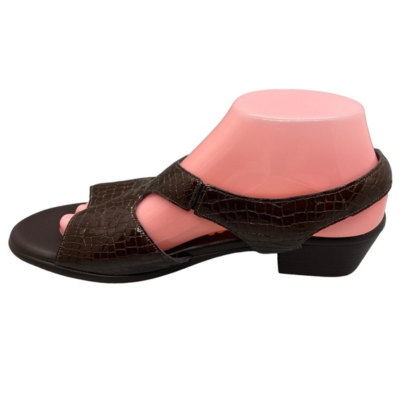 SAS San Antonio Shoemakers Suntimer Sandals Brown Croc Print Leather Comfort 10N - Picture 6 of 13
